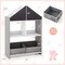 Costway Kids Dollhouse Bookshelf with Writable Chalkboard Whiteboard 4 Top Compartments Gray/Pink